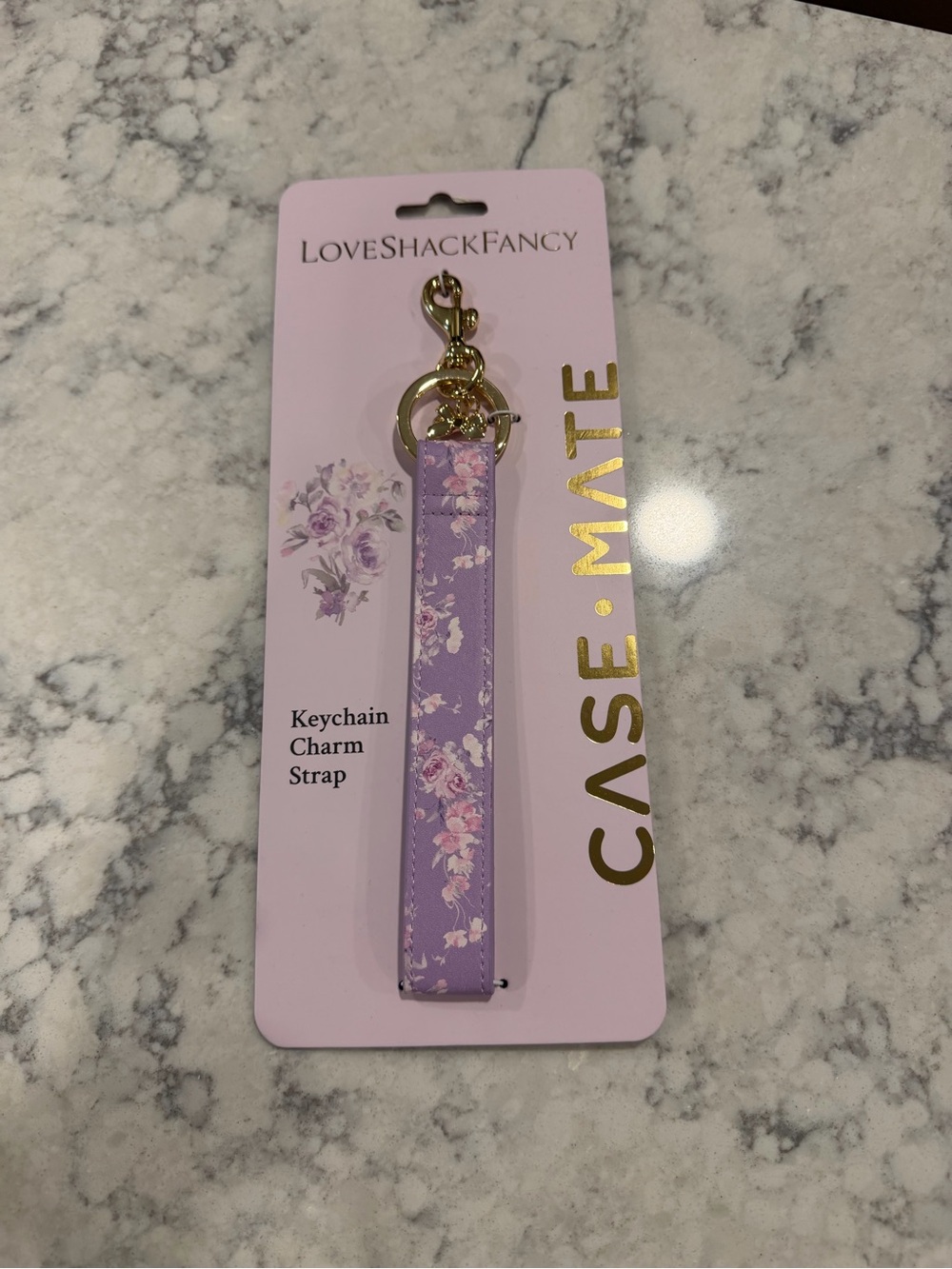 case-mate and LoveShackFancy Lavender Floral Keychain Strap